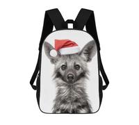sinyumoney Kids Children School Backpack Christmas Aardwolf Portrait Bookbags Casual Travel Rucksack 3D Printed Boys Girls Large Capacity Daypack 17inch