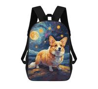sinyumoney Kids Children School Backpack Corgi Starry Night Bookbags Casual Travel Rucksack 3D Printed Boys Girls Large Capacity Daypack 17inch