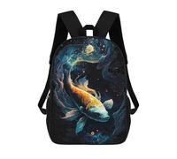 sinyumoney Kids Children School Backpack Cosmic Koi 4 Bookbags Casual Travel Rucksack 3D Printed Boys Girls Large Capacity Daypack 17inch