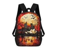 sinyumoney Kids Children School Backpack Crimson Tide Gothic Sydney at Sunset Bookbags Casual Travel Rucksack 3D Printed Boys Girls Large Capacity Daypack 17inch