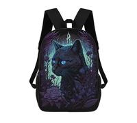 sinyumoney Kids Children School Backpack Enchanted Black Cat Portrait -1 Bookbags Casual Travel Rucksack 3D Printed Boys Girls Large Capacity Daypack 17inch