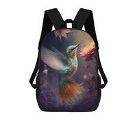 sinyumoney Kids Children School Backpack Enchanted Hummingbird Flight Bookbags Casual Travel Rucksack 3D Printed Boys Girls Large Capacity Daypack 17inch