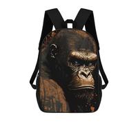 sinyumoney Kids Children School Backpack Gorilla Abstract Portrait Bookbags Casual Travel Rucksack 3D Printed Boys Girls Large Capacity Daypack 17inch