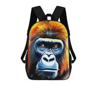 sinyumoney Kids Children School Backpack Gorilla Primate Portrait Bookbags Casual Travel Rucksack 3D Printed Boys Girls Large Capacity Daypack 17inch