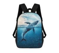 sinyumoney Kids Children School Backpack Humpback Whale Breaching Bookbags Casual Travel Rucksack 3D Printed Boys Girls Large Capacity Daypack 17inch