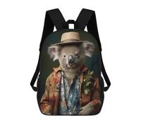 sinyumoney Kids Children School Backpack Koala in Boho Suit Bookbags Casual Travel Rucksack 3D Printed Boys Girls Large Capacity Daypack 17inch
