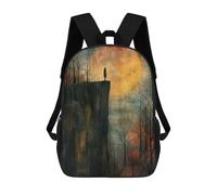 sinyumoney Kids Children School Backpack Lonely Moonlit Cliff Bookbags Casual Travel Rucksack 3D Printed Boys Girls Large Capacity Daypack 17inch