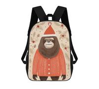 sinyumoney Kids Children School Backpack Lovely Gorilla Xmas Bookbags Casual Travel Rucksack 3D Printed Boys Girls Large Capacity Daypack 17inch