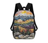 sinyumoney Kids Children School Backpack Majestic Mosaic Peaks Bookbags Casual Travel Rucksack 3D Printed Boys Girls Large Capacity Daypack 17inch