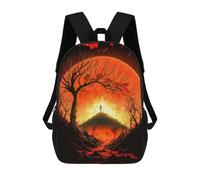 sinyumoney Kids Children School Backpack Moonlit Forest Silhouette Bookbags Casual Travel Rucksack 3D Printed Boys Girls Large Capacity Daypack 17inch