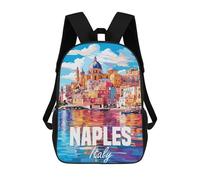 sinyumoney Kids Children School Backpack Naples Italy Bookbags Casual Travel Rucksack 3D Printed Boys Girls Large Capacity Daypack 17inch