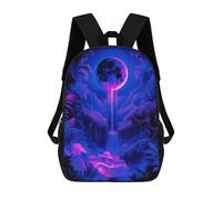 sinyumoney Kids Children School Backpack Neon Dreamscape Bookbags Casual Travel Rucksack 3D Printed Boys Girls Large Capacity Daypack 17inch