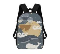 sinyumoney Kids Children School Backpack Night Whales Bookbags Casual Travel Rucksack 3D Printed Boys Girls Large Capacity Daypack 17inch