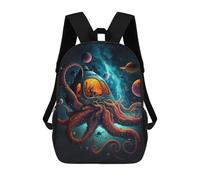 sinyumoney Kids Children School Backpack Octopus Spaceship in Outer Space Bookbags Casual Travel Rucksack 3D Printed Boys Girls Large Capacity Daypack 17inch