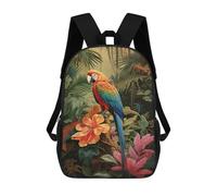 sinyumoney Kids Children School Backpack Parrot in Tropical Paradise Bookbags Casual Travel Rucksack 3D Printed Boys Girls Large Capacity Daypack 17inch