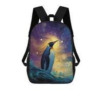 sinyumoney Kids Children School Backpack Penguin Starry Night Bookbags Casual Travel Rucksack 3D Printed Boys Girls Large Capacity Daypack 17inch