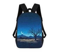 sinyumoney Kids Children School Backpack Pixel Art Night Landscape with Abandoned House Bookbags Casual Travel Rucksack 3D Printed Boys Girls Large Capacity Daypack 17inch