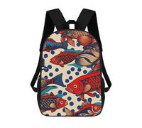 sinyumoney Kids Children School Backpack Red Fish Bookbags Casual Travel Rucksack 3D Printed Boys Girls Large Capacity Daypack 17inch