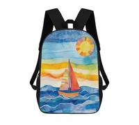 sinyumoney Kids Children School Backpack Sailboat Serenity Bookbags Casual Travel Rucksack 3D Printed Boys Girls Large Capacity Daypack 17inch