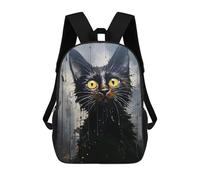 sinyumoney Kids Children School Backpack Scared Black Cat Bookbags Casual Travel Rucksack 3D Printed Boys Girls Large Capacity Daypack 17inch