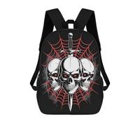 sinyumoney Kids Children School Backpack Skulls, Sword, And Spiderweb Illustration Bookbags Casual Travel Rucksack 3D Printed Boys Girls Large Capacity Daypack 17inch