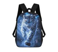 sinyumoney Kids Children School Backpack Snow Leopard with Lightning Bookbags Casual Travel Rucksack 3D Printed Boys Girls Large Capacity Daypack 17inch