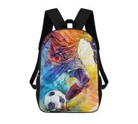sinyumoney Kids Children School Backpack Soccer Player Watercolor Bookbags Casual Travel Rucksack 3D Printed Boys Girls Large Capacity Daypack 17inch