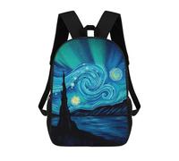 sinyumoney Kids Children School Backpack Starry Night Aurora Bookbags Casual Travel Rucksack 3D Printed Boys Girls Large Capacity Daypack 17inch