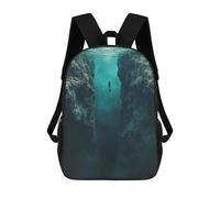 sinyumoney Kids Children School Backpack Thalassophobia Underwater Diver Between Cliffs Bookbags Casual Travel Rucksack 3D Printed Boys Girls Large Capacity Daypack 17inch