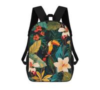 sinyumoney Kids Children School Backpack Tropical Toucan Botanical Bookbags Casual Travel Rucksack 3D Printed Boys Girls Large Capacity Daypack 17inch