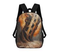 sinyumoney Kids Children School Backpack Twisted Reality - Surreal Apocalypse Art, Collapsing Cityscape Bookbags Casual Travel Rucksack 3D Printed Boys Girls Large Capacity Daypack 17inch