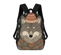 sinyumoney Kids Children School Backpack Vintage Wolf Xmas Bookbags Casual Travel Rucksack 3D Printed Boys Girls Large Capacity Daypack 17inch