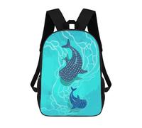 sinyumoney Kids Children School Backpack Whale Shark Duo Bookbags Casual Travel Rucksack 3D Printed Boys Girls Large Capacity Daypack 17inch
