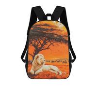 sinyumoney Kids Children School Backpack White Lion Sunset Bookbags Casual Travel Rucksack 3D Printed Boys Girls Large Capacity Daypack 17inch