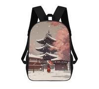sinyumoney Kids Children School Backpack Winter in Japan Bookbags Casual Travel Rucksack 3D Printed Boys Girls Large Capacity Daypack 17inch
