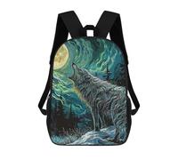 sinyumoney Kids Children School Backpack Wolf In Forest Bookbags Casual Travel Rucksack 3D Printed Boys Girls Large Capacity Daypack 17inch