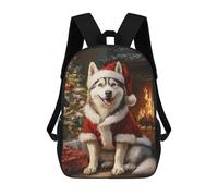 sinyumoney Kids Christmas Siberian Husky Backpack for Boys And Girls, Kid Backpack Travel Bagpack School Bag for Teenagers 17inch