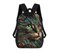 sinyumoney Kids Colorful Cat Portrait Artwork Backpack for Boys And Girls, Kid Backpack Travel Bagpack School Bag for Teenagers 17inch