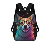 sinyumoney Kids Colorful Corgi Glasses Art Print Backpack for Boys And Girls, Kid Backpack Travel Bagpack School Bag for Teenagers 17inch