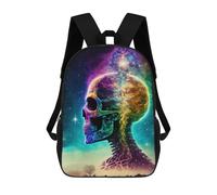 sinyumoney Kids Colorful Cosmic Skull Backpack for Boys And Girls, Kid Backpack Travel Bagpack School Bag for Teenagers 17inch