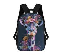 sinyumoney Kids Colorful Giraffe with Flowers Backpack for Boys And Girls, Kid Backpack Travel Bagpack School Bag for Teenagers 17inch