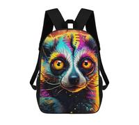 sinyumoney Kids Colorful Lemur Portrait Backpack for Boys And Girls, Kid Backpack Travel Bagpack School Bag for Teenagers 17inch