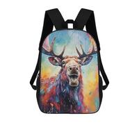 sinyumoney Kids Colorful Moose Portrait Backpack for Boys And Girls, Kid Backpack Travel Bagpack School Bag for Teenagers 17inch