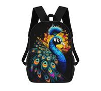 sinyumoney Kids Colorful Peacock Artwork-25 Backpack for Boys And Girls, Kid Backpack Travel Bagpack School Bag for Teenagers 17inch