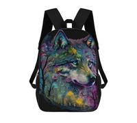 sinyumoney Kids Colorful Wolf Portrait -7 Backpack for Boys And Girls, Kid Backpack Travel Bagpack School Bag for Teenagers 17inch