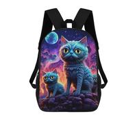 sinyumoney Kids Cosmic Cats in Space Backpack for Boys And Girls, Kid Backpack Travel Bagpack School Bag for Teenagers 17inch