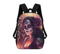 sinyumoney Kids Day of The Dead Artwork Backpack for Boys And Girls, Kid Backpack Travel Bagpack School Bag for Teenagers 17inch