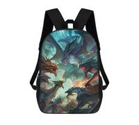 sinyumoney Kids Dragon Battle Fantasy Artwork Backpack for Boys And Girls, Kid Backpack Travel Bagpack School Bag for Teenagers 17inch