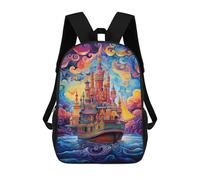 sinyumoney Kids Fantasy Castle Ship Backpack for Boys And Girls, Kid Backpack Travel Bagpack School Bag for Teenagers 17inch