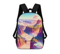 sinyumoney Kids Fantasy Cliffside Village Backpack for Boys And Girls, Kid Backpack Travel Bagpack School Bag for Teenagers 17inch
